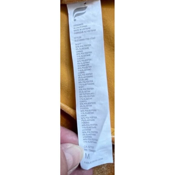 Fabletics Womens Mustard Velour Off One Shoulder Bodysuit Medium - Picture 9 of 9